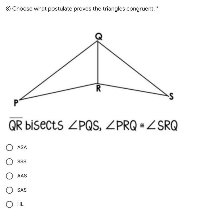 Choose what postulate proves the triangles congruent.-example-1