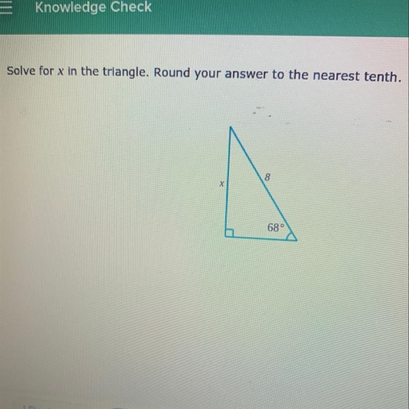 Solve for the x in the triangle .-example-1