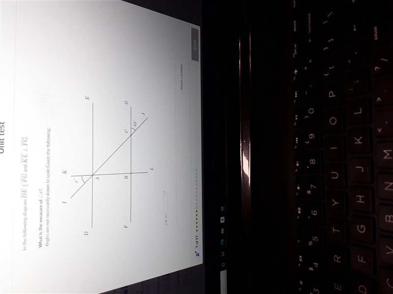 In the following diagram DE | FG and KL 1 FG. Ancies bet What is the measure of Zz-example-1