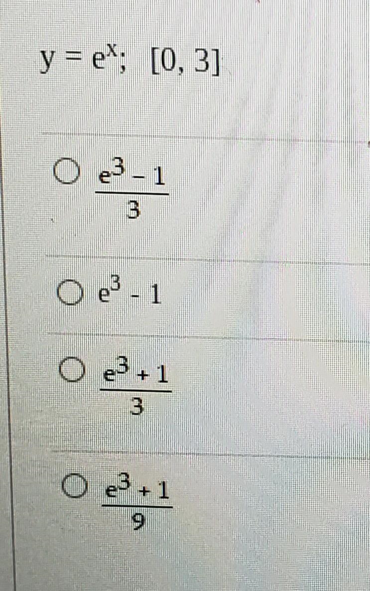 Y = ex; [0, 3] O e3-1 3 O 3 - 1 O e3+1 3 + O e3 9-example-1