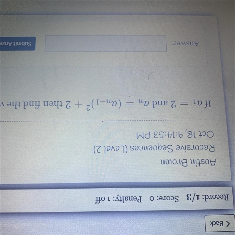 A1=2 and an=(an-1)^2+2 then find the value of a3-example-1