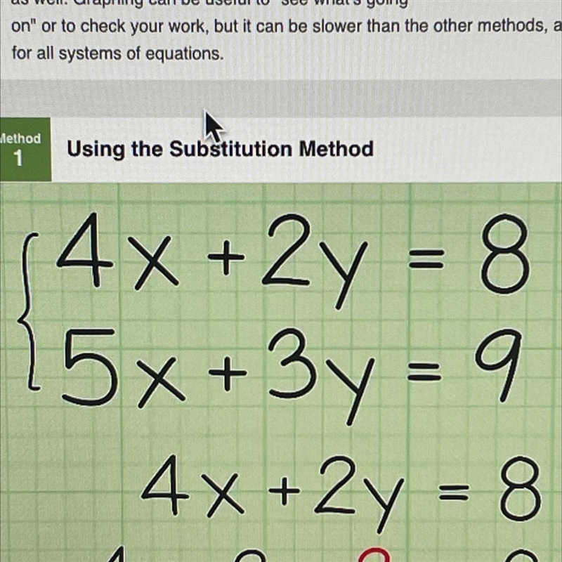 Solve the system of algebraic equations: (4x+2y = 8 15x+3y = 9-example-1