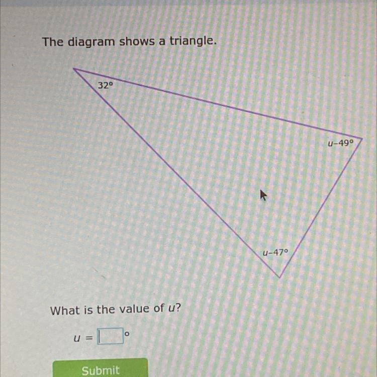 Triangle angle sum theorem What is the value of u?-example-1