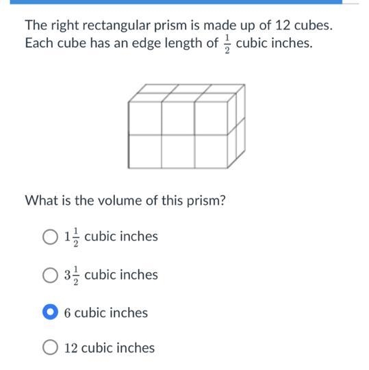 The right rectangular prism is made up of 12 cubes. Each cube has an edge length of-example-1