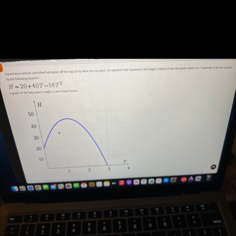 So it’s a and b questionsA) use the graph to determine when the helicopter is at H-example-1