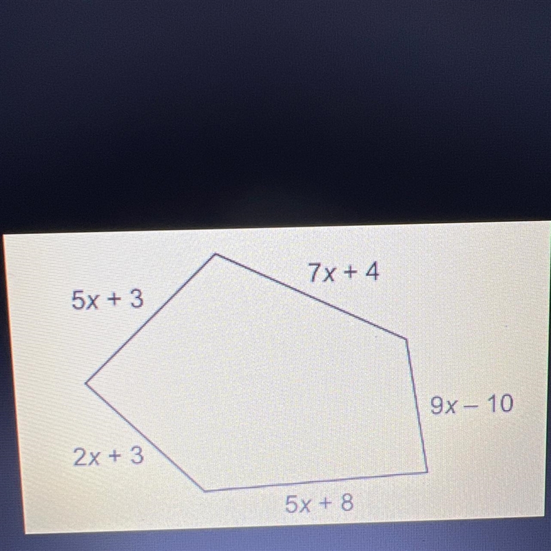 Help!! 10. Find the perimeter of the figure below. Combine like terms if necessary-example-1