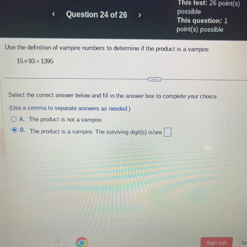 Use the definition of vampire numbers to determine if the product is a vampire. 15x-example-1