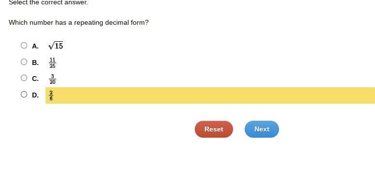 Which number has a repeating decimal form?-example-1