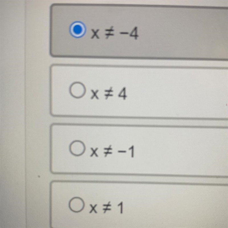 Identity the restrictions on the domain of ￼f(x)=x-1/x+4-example-1