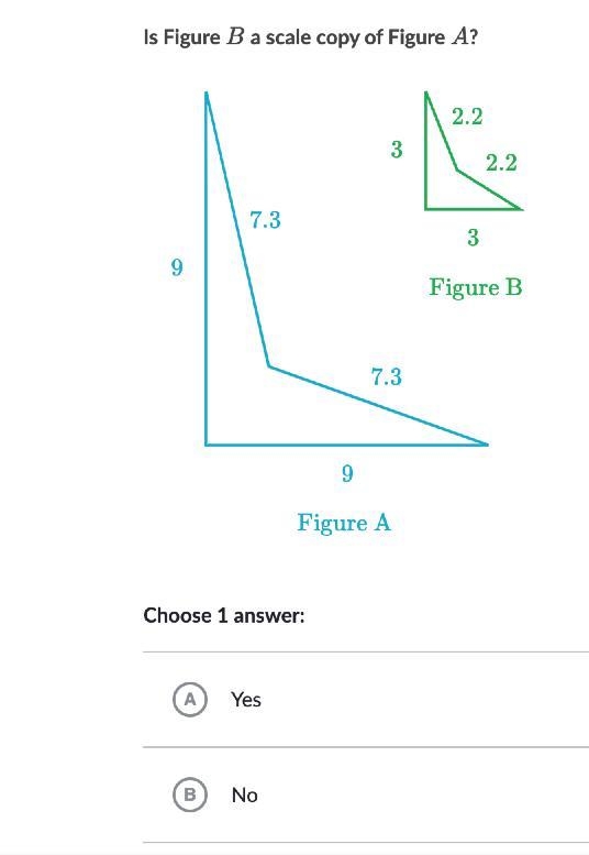 Is Figure B a scale copy of Figure A?-example-1