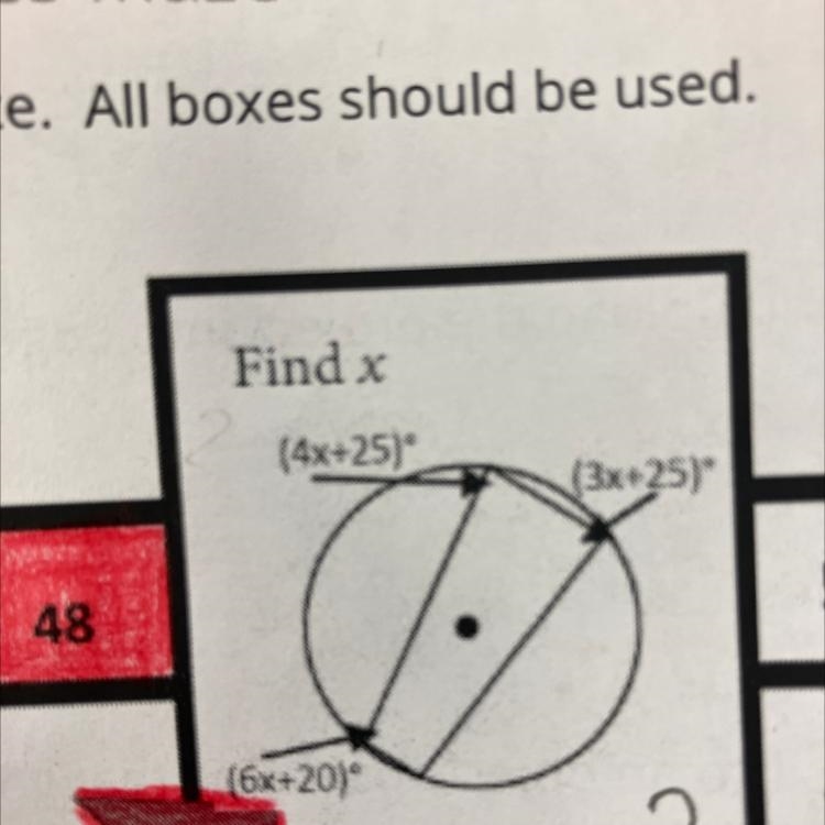 Find x (4+25) (6x+20) (3x+25)-example-1