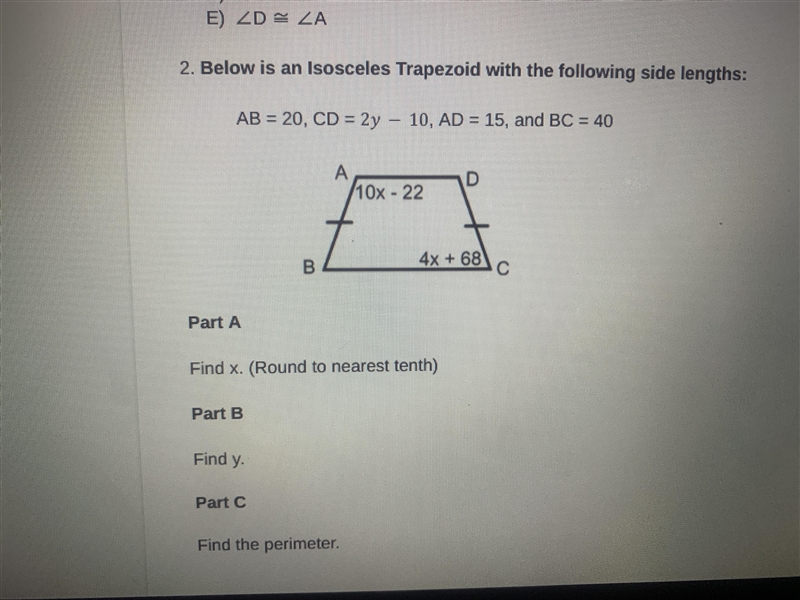 Can someone please help me with finding X(Round to nearest tenth),Y and the perimeter-example-1