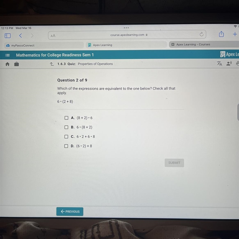 Question 2 of 9 Which of the expressions are equivalent to the one below? Check all-example-1