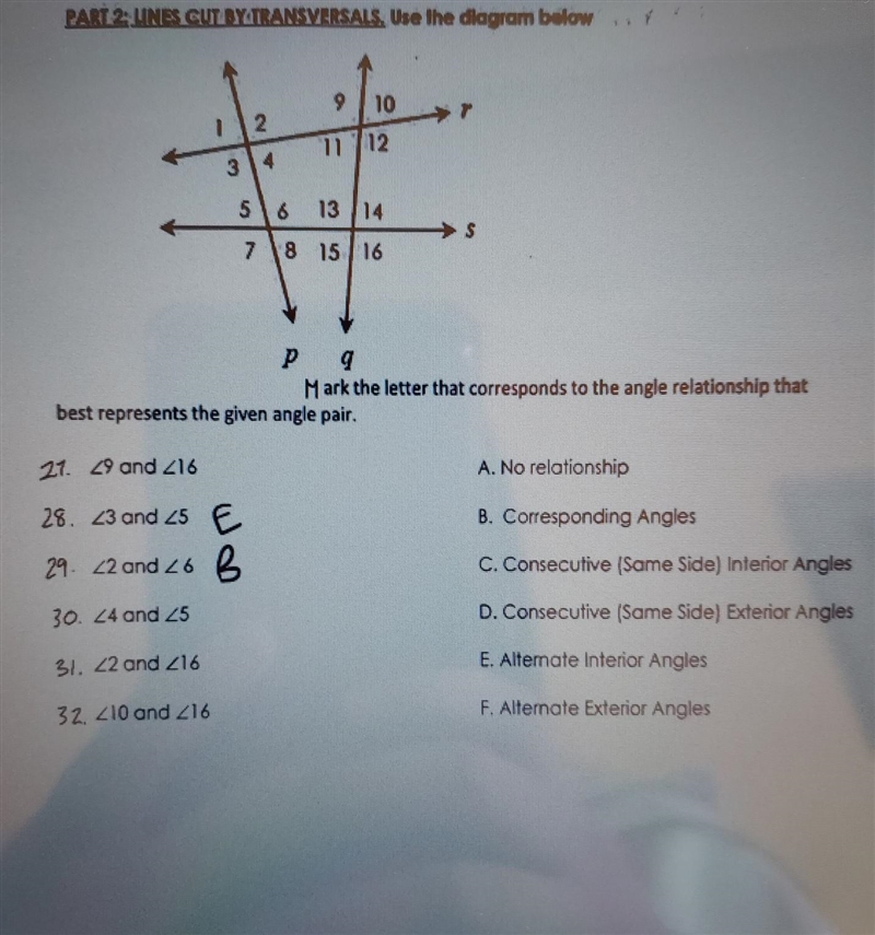 Please help ! matching for 21-32 and please explain ! thanks :) preparing for exam-example-1