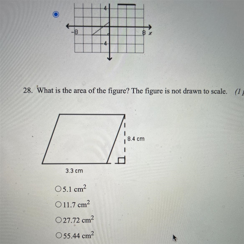 What is the area of the figure? The figure is not drawn to scale. 05.1 cm² 011.7 cm-example-1