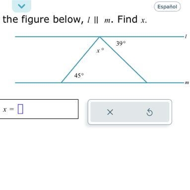 Finding an angle measure given a triangle and parallel lines-example-1