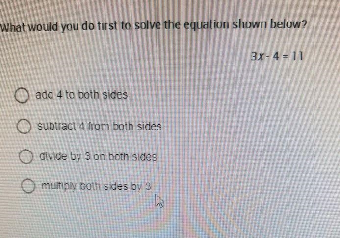 What would you do first to solve the equation shown below?-example-1