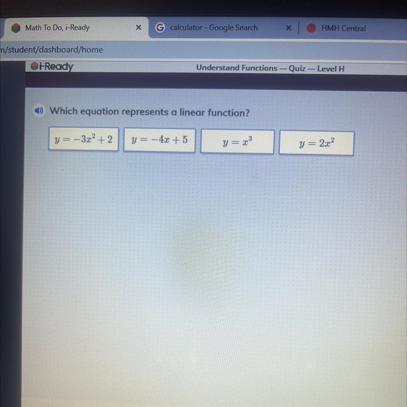 Which one of these represents a linear function?-example-1