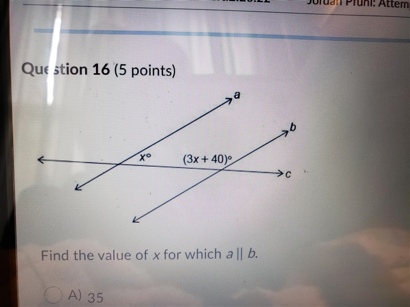 Find the value of x for which allb A. 35 B. 145 C. 140 D. 47-example-1