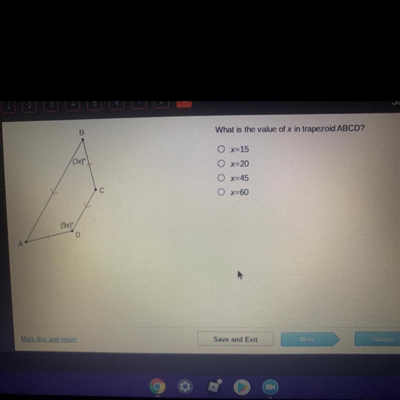 What is the value of x in trapezoid-example-1