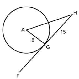 Is tangent to circle A at point G. If AG = 8 and GI = 15, determine the length of-example-1