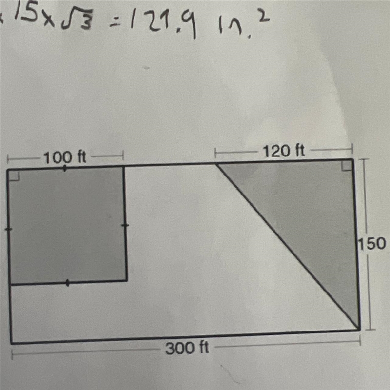 What is the area of the unshaded part of the rectangle to the right? A. 19,000 ft-example-1