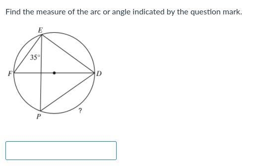 Find the measure of the arc or angle indicated by the question mark.-example-1