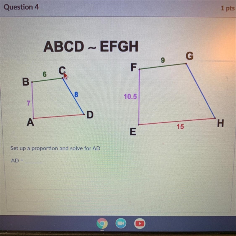 Someone help please Set up a proportion and solve for AD-example-1