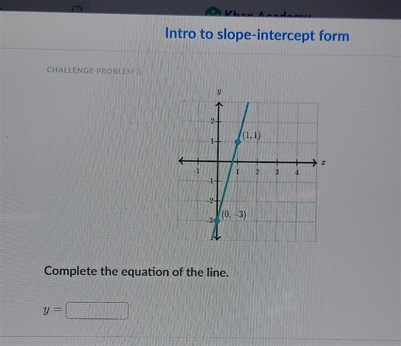 Complete the equation of the line.​-example-1