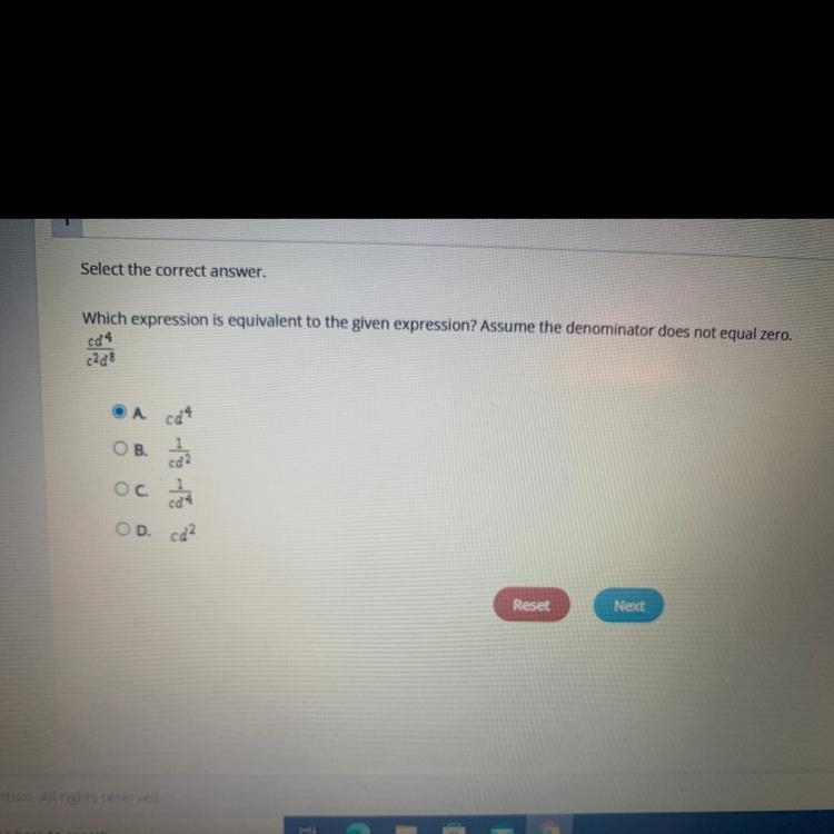 Select the correct answer. Which expression is equivalent to the given expression-example-1