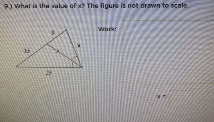 What is the value of x? The figure is not drawn to scale. Show work-example-1