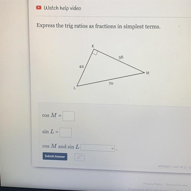 Express the trig ratios as fractions in simplest terms.-example-1