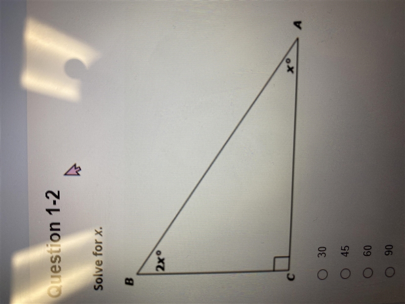 Solve for x angle Angles b c and A-example-1