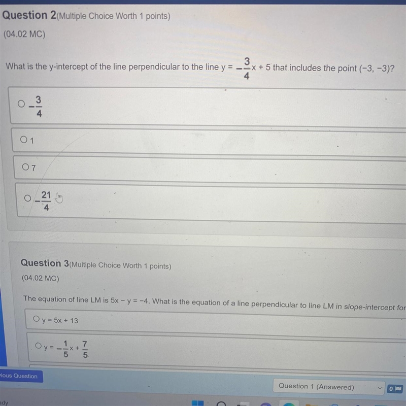 Question 2 (Multiple Choice Worth 1 points) (04.02 MC) 3 What is the y-intercept of-example-1