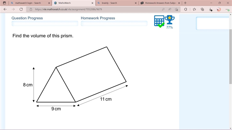 Find the volume of this triangular prism-example-1