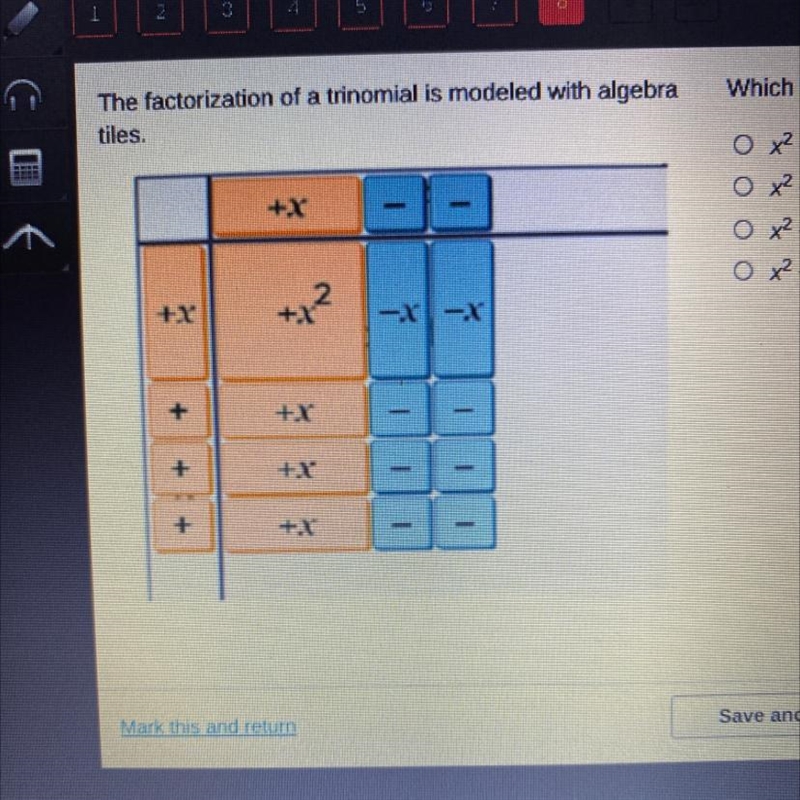 Help asap!!! The factorization of a trinomial is modeled with algebra tiles. (image-example-1