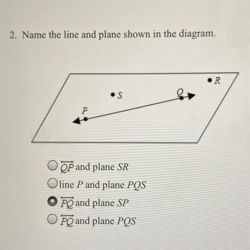 Name the line and plane shown in the diagram-example-1