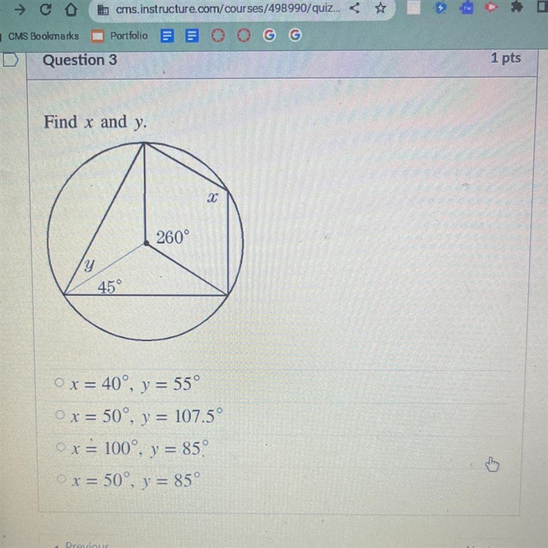 Angles of circles find x and y-example-1