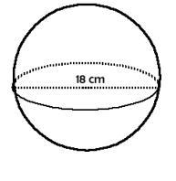 Find the volume of the sphere in terms of π. A) 972 π cm3 B) 7776 π cm3 C) 36 π cm-example-1