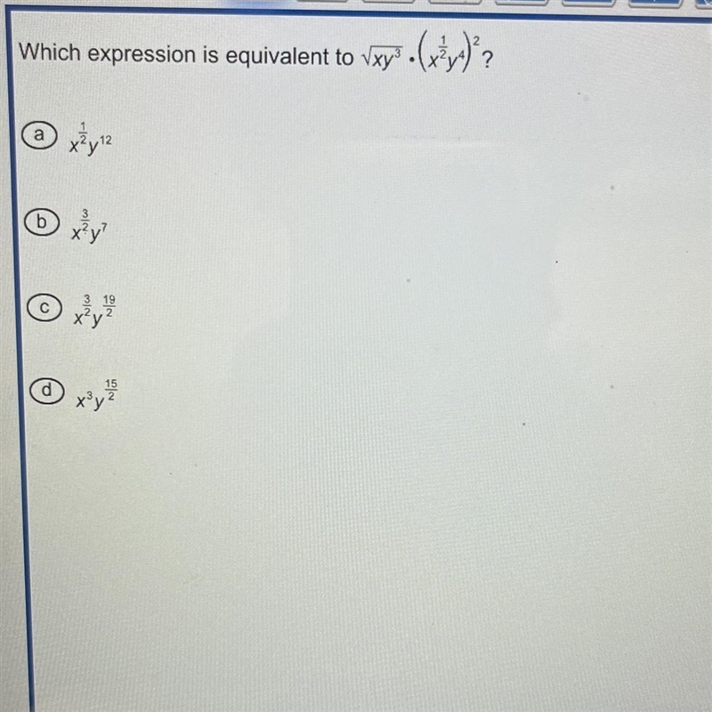 What expression is equivalent to (square root)-example-1