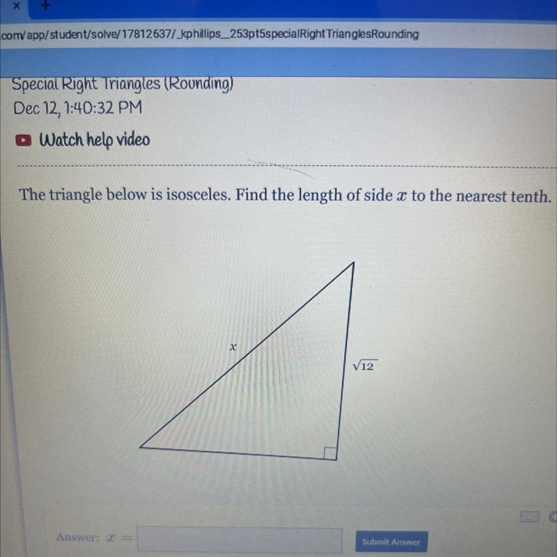 Help with special right triangles rounding-example-1