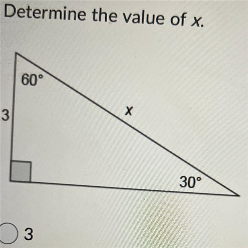 Determine the value of x. 3 6 3√2 3√3-example-1