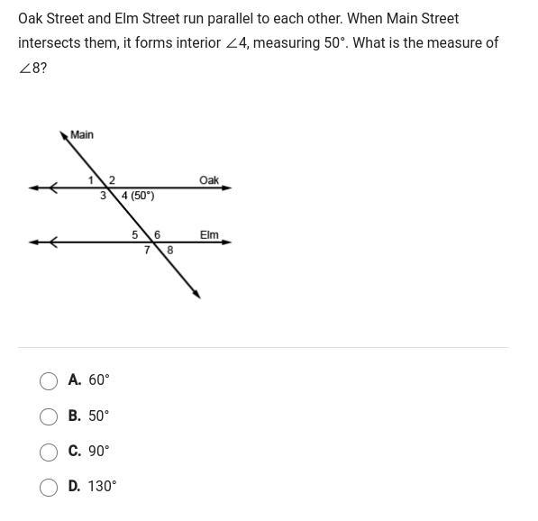 Oak Street and Elm Street run parallel to each other. When Main Street intersects-example-1