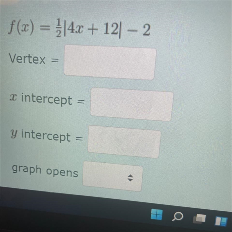 Identify the vertex, intercepts and whether of the graph of the function below opens-example-1