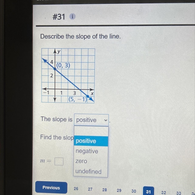 Describe the slope of the line-example-1