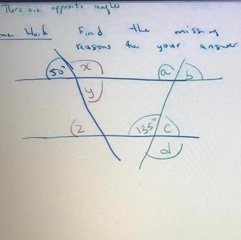 Find the missing angles and state the reason for your answer-example-1