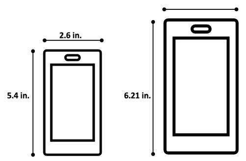 The diagram shows the length and width of a cell phone, and the length of a larger-example-1