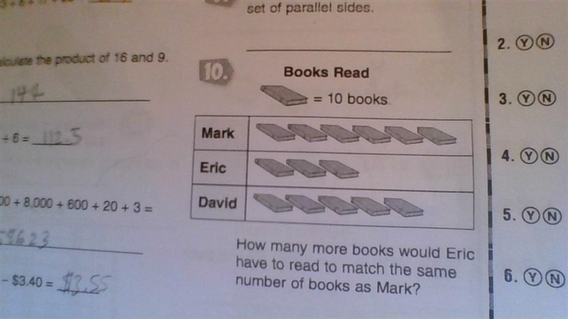 How many more books would eric have to read to match the same number of books as mark-example-1