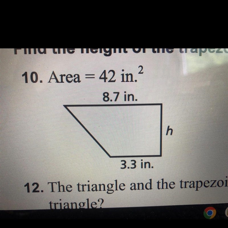 Find the height of the trapezoid.-example-1