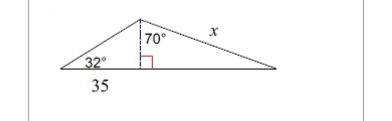 Find the length of the side labeled x. Round intermediate values to the nearest tenth-example-1